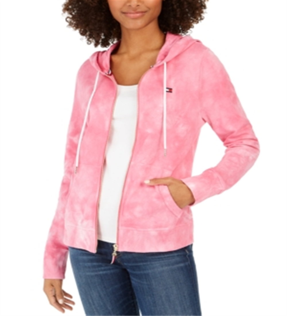 Tommy Hilfiger Men's Cotton Tie Dyed Hoodie Pink Size M