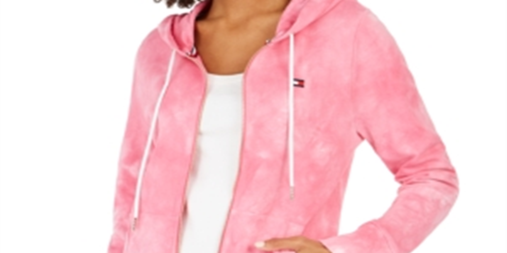 Tommy Hilfiger Men's Cotton Tie Dyed Hoodie Pink Size M