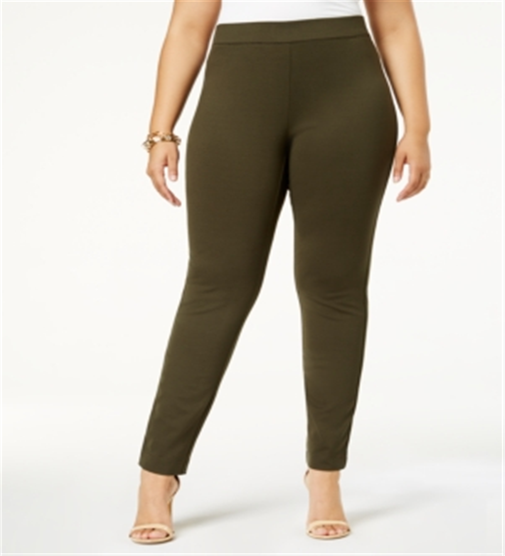 INC International Concepts Women's Plus Skinny Pull on Ponte Pants Brown  Size 16W