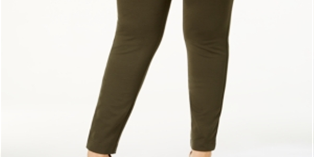 INC International Concepts Women's Plus Skinny Pull on Ponte Pants Brown  Size 16W