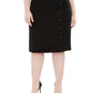 Kasper Women's Plus Button Detail Ponte Knit Skirt Black Size 16