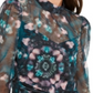 INC International Concepts Women's Floral Print Mock Neck Top Blue Size X-Small