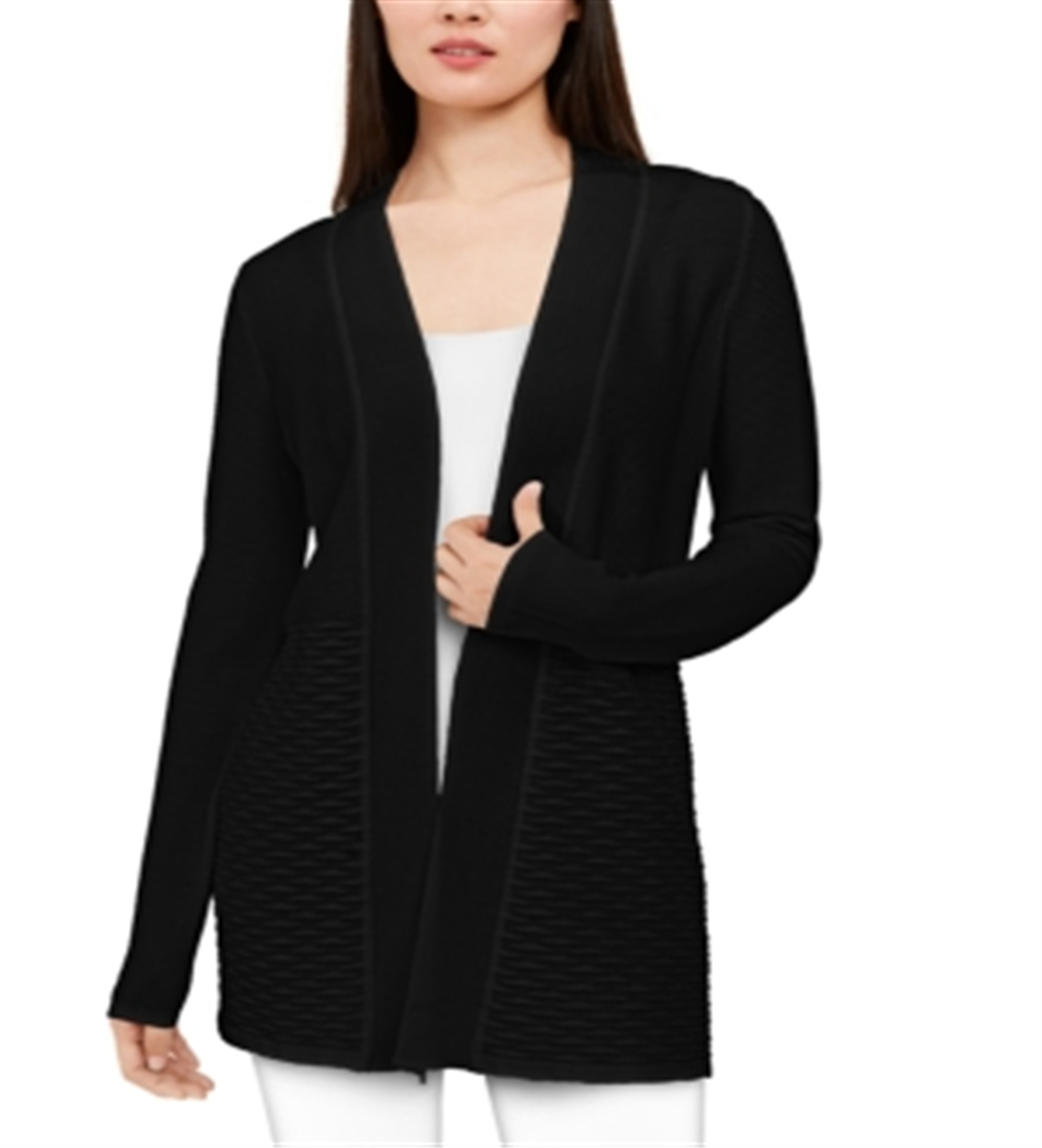 Alfani Women's Long Sleeve Open Cardigan Sweater Black Size X-Large
