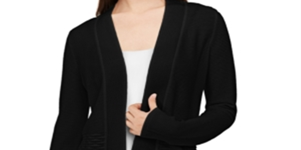 Alfani Women's Long Sleeve Open Cardigan Sweater Black Size X-Large
