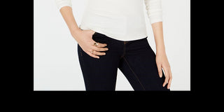 Bar III Women's Ribbed Mock Neck Top White Size L