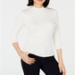 Bar III Women's Ribbed Mock Neck Top White Size L