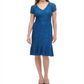 Kensie Women's Lace Flounce MIDI Dress Blue Size 16