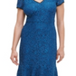 Kensie Women's Lace Flounce MIDI Dress Blue Size 16