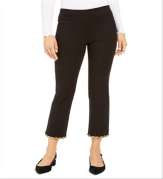 Alfani Women's Metallic Hem Ankle Pants Black Size 4 Petite