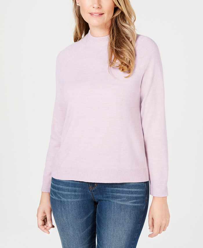 Karen Scott Women's Zip Back Mock Neck Sweater Purple Size XX-Large