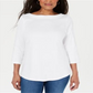 Karen Scott Women's Cotton Lace Trim Top White Size X-Small