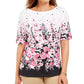 Karen Scott Women's Floral Print Boat Neck Top Black Size Petite