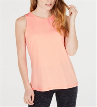 Ideology Women's Heathered Keyhole Back Tank Top Pink Size S