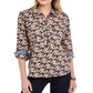 Tommy Hilfiger Women's Printed Zip Neck Popover Top Black Size XL