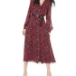 Michael Kors Women's Printed Belted MIDI Dress Red Size Small