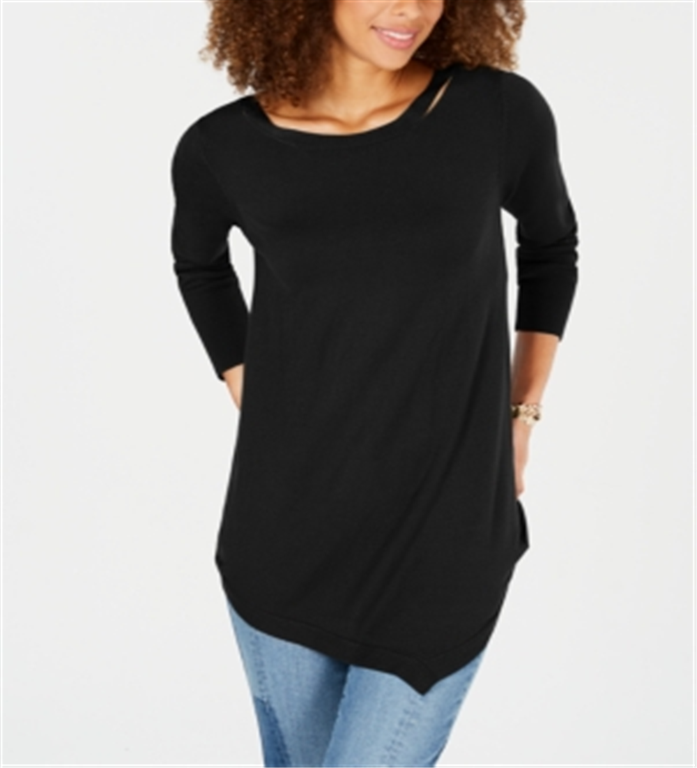Love Scarlett Women's Asymmetrical Sweater Black Size Petite X-Large