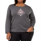 Karen Scott Women's Plus Cotton Embellished Tree T-Shirt Grey Size 0X
