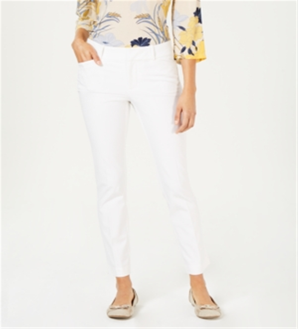Charter Club Women's Solid Newport Slim Leg Pants White Size 4 Petite