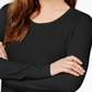 INC International Concepts Women's Knit Top Deep Scoop Neck Ribbed Long Sleeve Black Size X-Large
