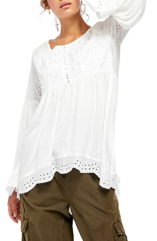 Free People Women's Sea of Love Top White Size Large