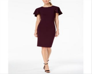 Calvin Klein Women's Capelet Sheath Dress Purple Size 6 P