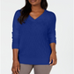 Karen Scott Women's Basket Stitch Sweater Blue Size Large