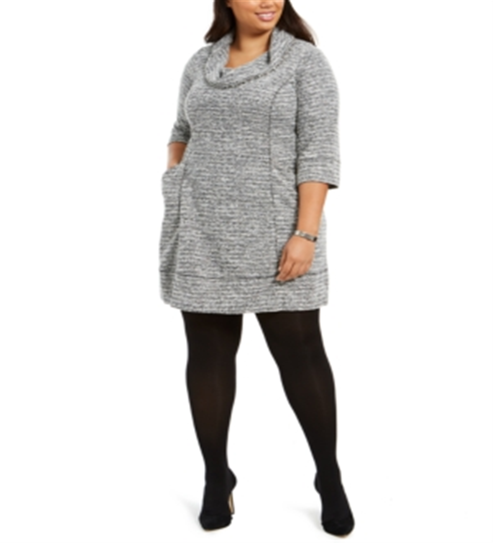 Robbie Bee Women's Plus Cowl Short Sweaterdress Gray Size 1X