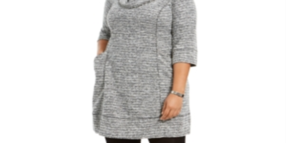 Robbie Bee Women's Plus Cowl Short Sweaterdress Gray Size 1X