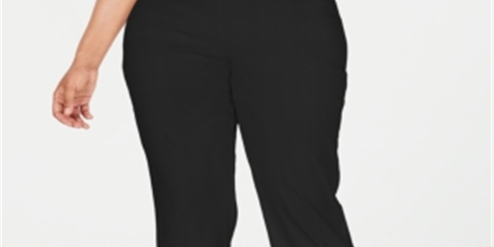 JM Collection Women's Pull on Zipper Hem Capri Pants Black Size 0X