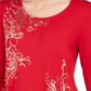 JM Collection Women's Printed Scoop Neck Top Red Size -Petite S