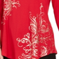 JM Collection Women's Printed Scoop Neck Top Red Size -Petite S