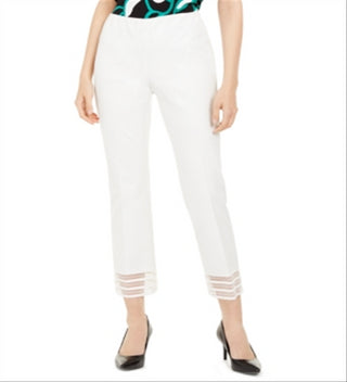 Alfani Women's Lace Hem Ankle Pants White Size 4 Petite