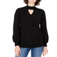 Style & Co Women's Mock Neck Keyhole Sweater Black Size Large