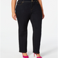 INC International Concepts Women's Tummy Control Straight Leg Jeans Black Size 18W