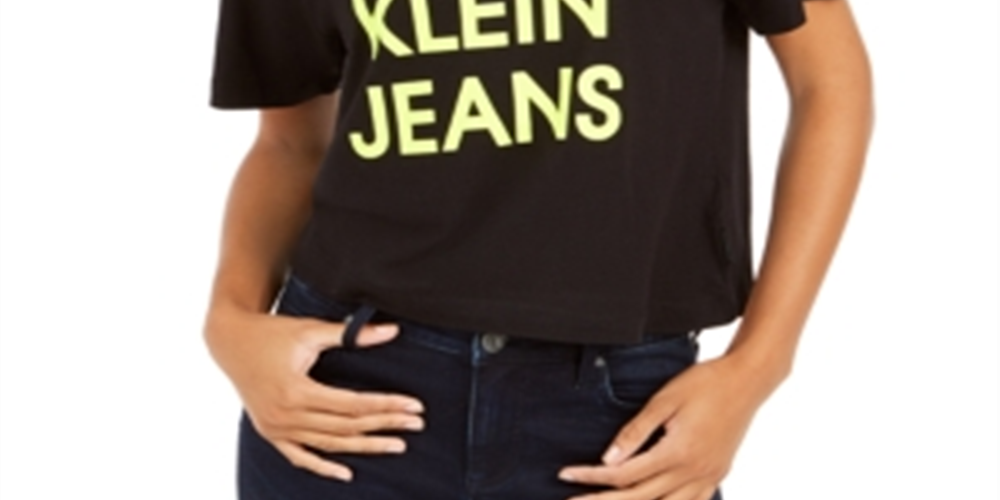 Calvin Klein Women's Jeans Cropped Logo T-Shirt Black Size XL
