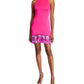 SHO Women's Sequin Hem Crepe Halter Dress Pink Size XS
