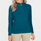 Karen Scott Women's Cotton Zip Neck Sweater Blue Size Medium