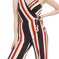 Bar III Women's Striped Asymmetrical Side Tie Jumpsuit Black Multi Size Large