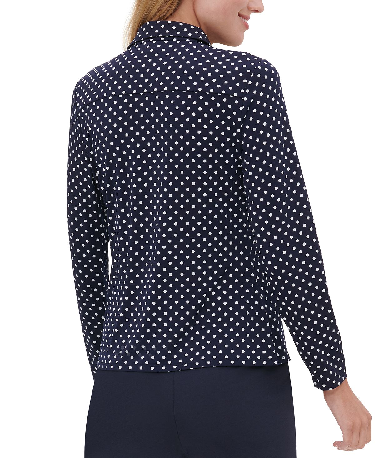 Tommy Hilfiger Women's Polka Dot Button up Shirt Blue Size Small