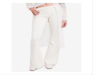 Free People Women's Penny Pull Over Flare Jeans White Size 25