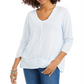 Style & Co Women's Seam Detail High Low Top Blue Size Medium