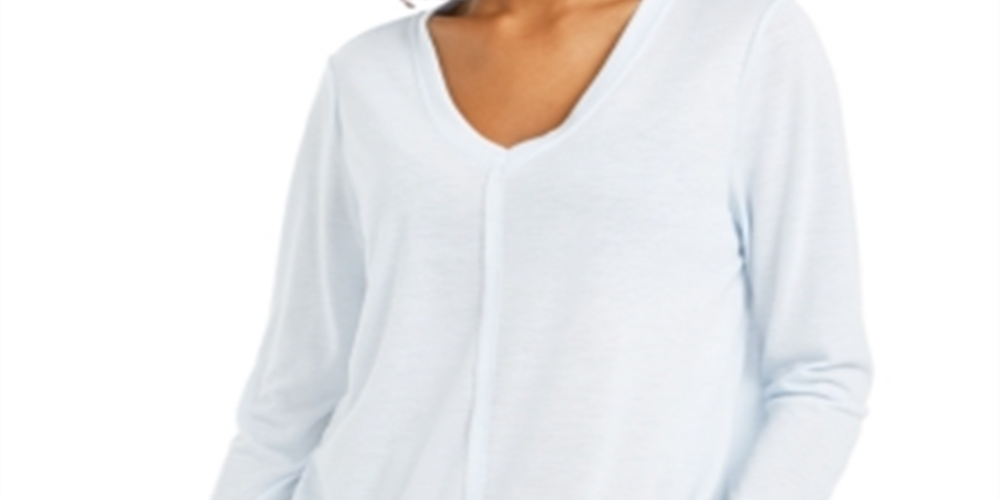 Style & Co Women's Seam Detail High Low Top Blue Size Medium