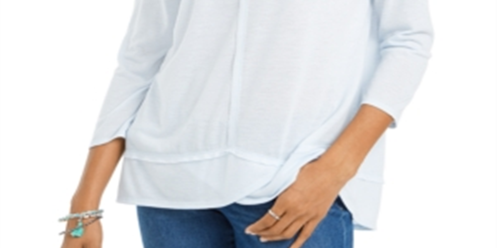 Style & Co Women's Seam Detail High Low Top Blue Size Medium