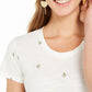 Style & Co Women's Printed Scoop Neck T-Shirt White Size Large