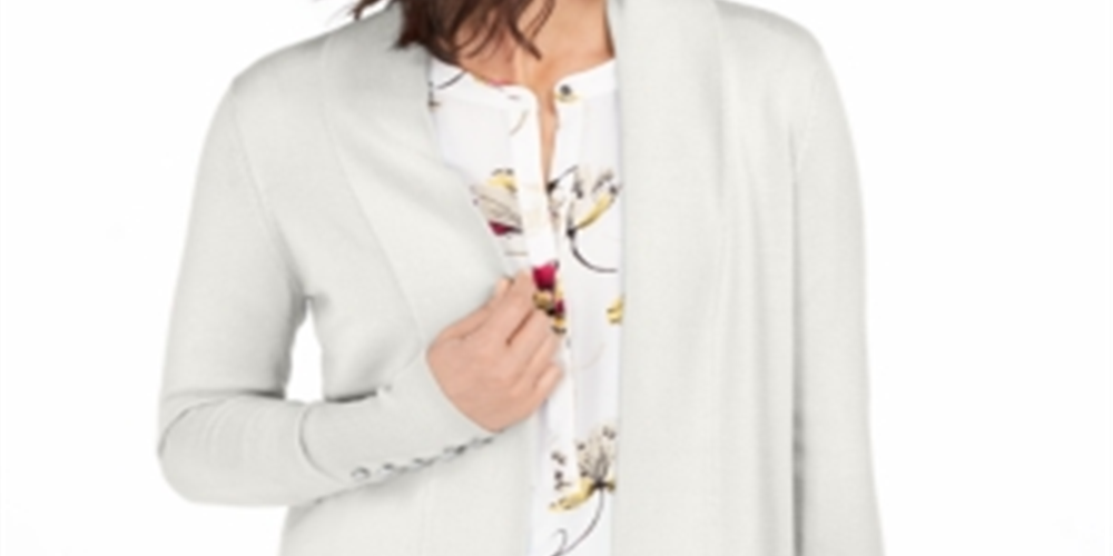 JM Collection Women's Open Front Cardigan WhiteSize X-Small