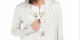 JM Collection Women's Open Front Cardigan WhiteSize X-Small