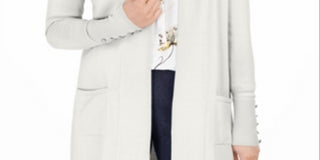 JM Collection Women's Open Front Cardigan WhiteSize X-Small