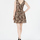 Vince Camuto Women's Sheath Animal Print Skater Dress Brown Size 14