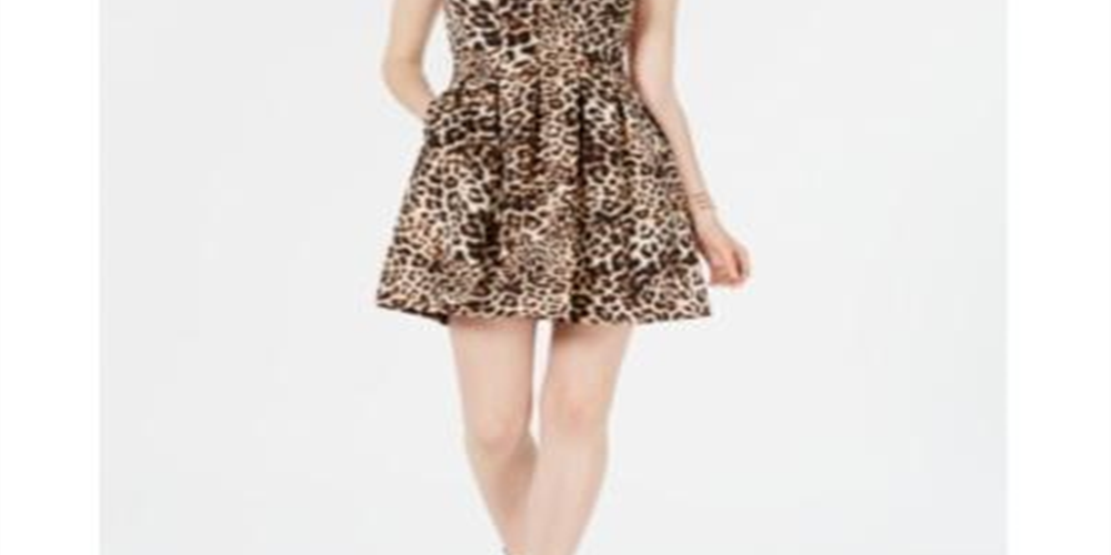 Vince Camuto Women's Sheath Animal Print Skater Dress Brown Size 14