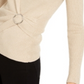 INC International Concepts Women's Lurex V Neck Buckle Sweater Beige Size Small
